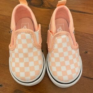 Vans Slip-On Shoe - Toddler 5 - peach / white checkerboard